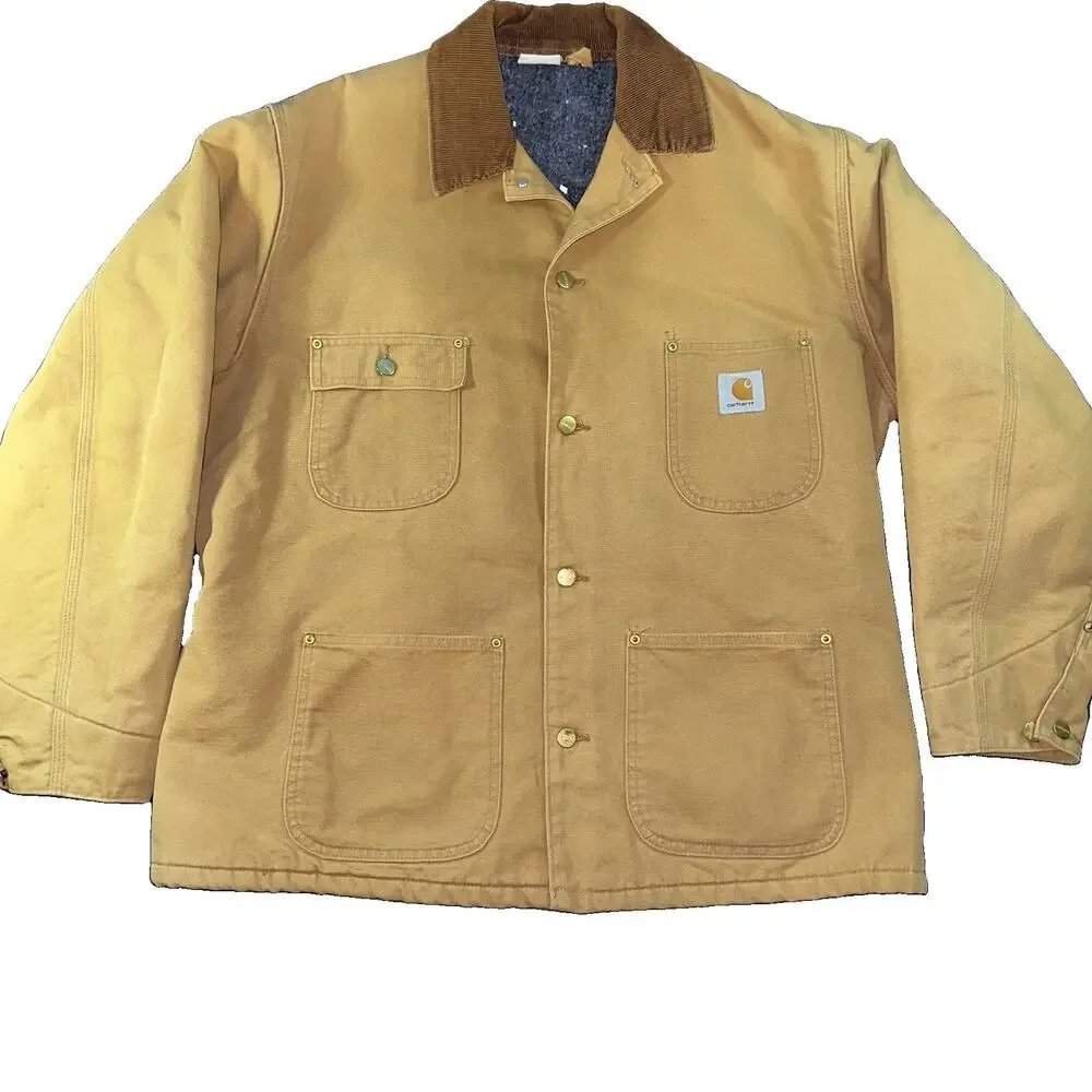 Vintage Carhartt Blanket Lined Duck Chore Coat Jacket Men's XL Brown 6BLJ C01